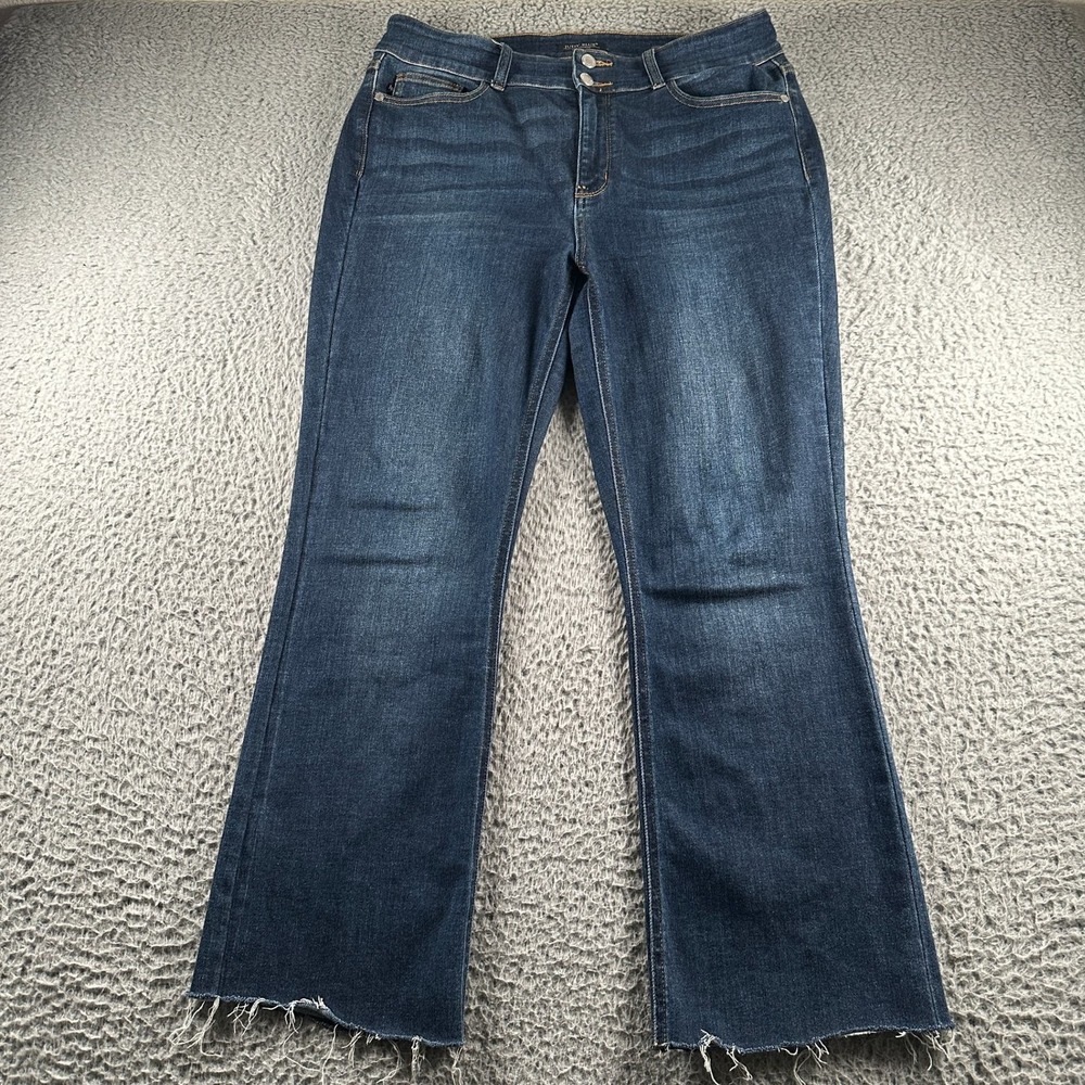 Judy Blue Jeans Womens 15/32 Boot Cut Dark Wash Raw Frayed Hem‎ Distressed
